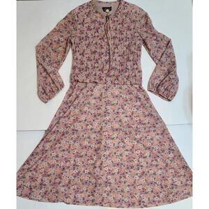 Vintage 1970s Sue Brett Maxi Floral Dress Womens Sz M Prairie CottageCore Bodice